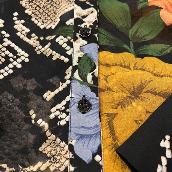 CAbi Women's Multi Color Snake Charmer Reptile/Floral Print Blouse #3762 -S - Picture 6 of 10